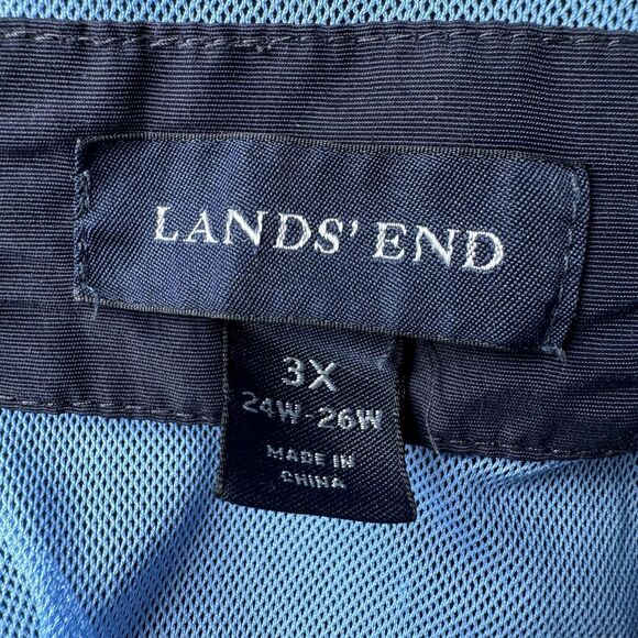 Lands End Womens 3X Navy Blue Full Zip Jacket Packable Hood Nylon Mesh Lining - Picture 4 of 16